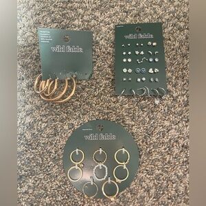 Wild Fable Gold and Silver Hoop and Stud Earring Set and Fashion ring set